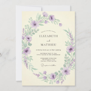 Lavendel Schilderachtige Lente Bruiloft Kaart
