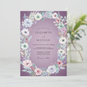 Lavendel Schilderachtige Waterverf Bruiloft Kaart (Staand voorkant)