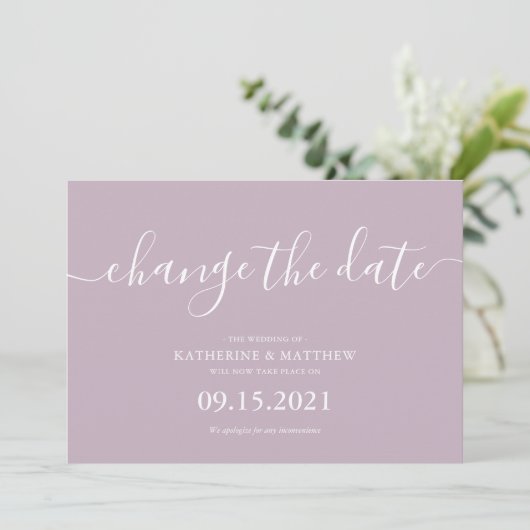 Lavendel Script Lettering Bewaar de Datum Trouwen Save The Date (Staand voorkant)