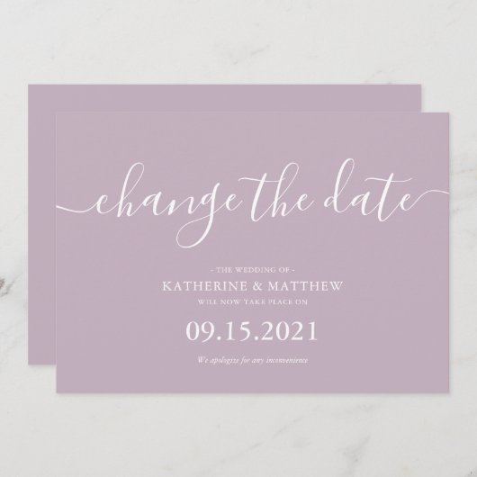 Lavendel Script Lettering Bewaar de Datum Trouwen Save The Date (Voorkant / Achterkant)