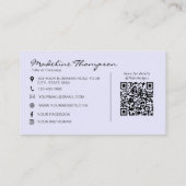 Lavendel Script Professioneel Bedrijfslogo QR Code Visitekaartje (Achterkant)