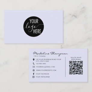 Lavendel Script Professioneel Bedrijfslogo QR Code Visitekaartje