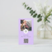 Lavendel Script Zakelijke Kaart QR Code Service Me Visitekaartje (Staand voorkant)