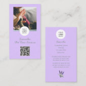Lavendel Script Zakelijke Kaart QR Code Service Me Visitekaartje (Voorkant / Achterkant)