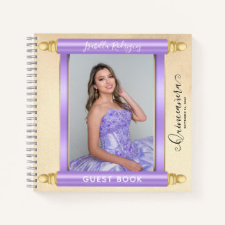 Lavendel Scroll Foto Quinceañera Gastboek Notitieboek