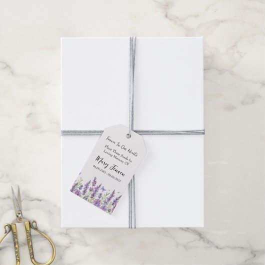Lavendel Seed Packet Memorial begrafenis Cadeaulabel (Met Touw)