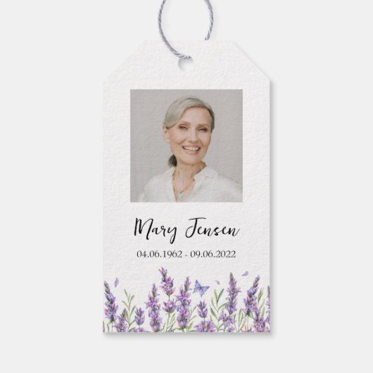 Lavendel Seed Packet Memorial begrafenis Cadeaulabel (Achterkant)