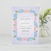 Lavendel Serene Hortensia Bruiloft Kaart (Staand voorkant)