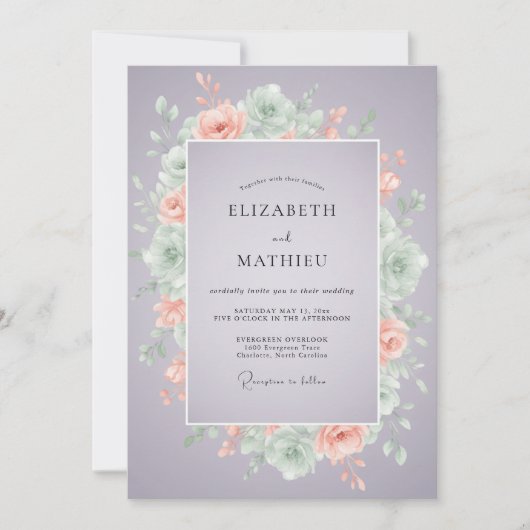 Lavendel Serene Succulente Bruiloft Kaart (Voorkant)