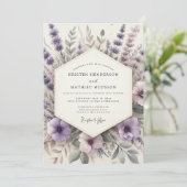 Lavendel Serene Weiland Bruiloft Kaart (Staand voorkant)