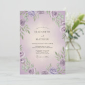 Lavendel Sering Blad Bruiloft Kaart (Staand voorkant)