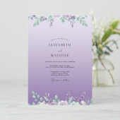 Lavendel Sering Bladgroen Eucalyptus Bruiloft Kaart (Staand voorkant)