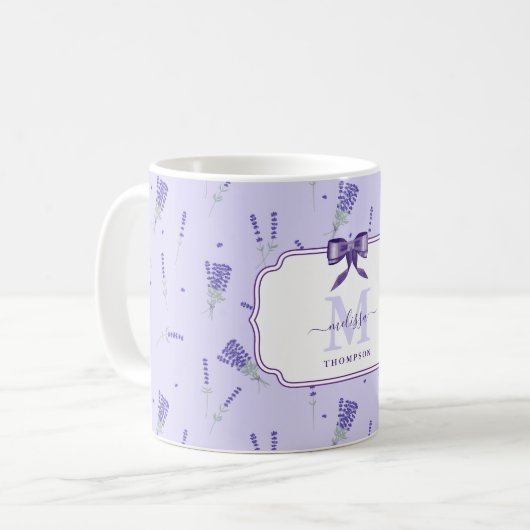 Lavendel Sering Bloem Botanisch Koffiemok (Voorkant links)