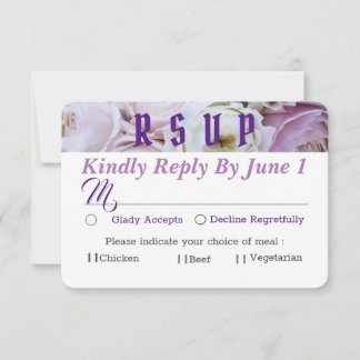 Lavendel Sering Bloem Roos Bruiloft RSVP Kaartje