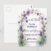 Lavendel Sering Bloemboog Bewaar de Datum Briefkaart (Voorkant / Achterkant)
