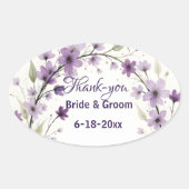Lavendel Sering Bloemboog Bruiloft Ovale Sticker (Voorkant)