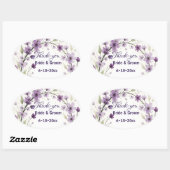Lavendel Sering Bloemboog Bruiloft Ovale Sticker (Vel)