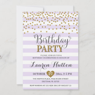 Lavendel Sering Goud Glitter Elegant Verjaardagsfe Kaart