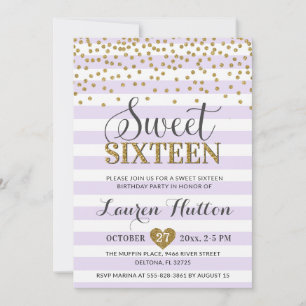 Lavendel Sering Goud Sweet Sixteen Feest Verjaarda Kaart