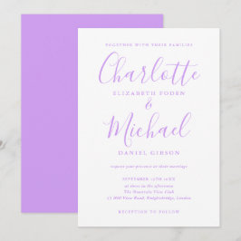 Lavendel Sering Handtekening Script Trouwen Kaart
