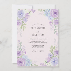 Lavendel Sering Hortensia Eucalyptus Bruiloft Kaart