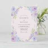 Lavendel Sering Hortensia Eucalyptus Bruiloft Kaart (Staand voorkant)