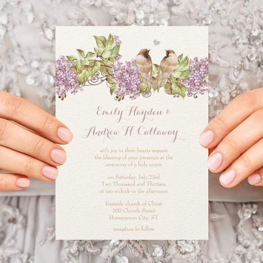Lavendel Sering Love Bird Bruiloft Kaart