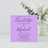 Lavendel Sering Oranjebloesem Elegant Script Bruil Kaart (Staand voorkant)