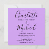 Lavendel Sering Oranjebloesem Elegant Script Bruil Kaart (Voorkant)
