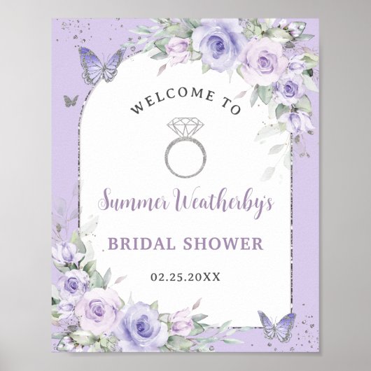 Lavendel Sering Paars Bloemig Bruidsmeisjesfeest W Poster (Voorkant)