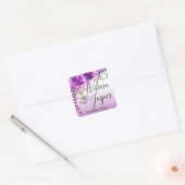 Lavendel Sering Pruim Ranken Bloem Blad Thank You Vierkante Sticker (Envelop)