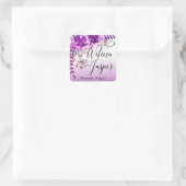 Lavendel Sering Pruimen Wijnstokken Bloemig Loof B Vierkante Sticker (Tas)