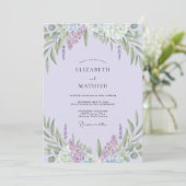 Lavendel Sering Tak Eucalyptus Bruiloft Kaart (Staand voorkant)
