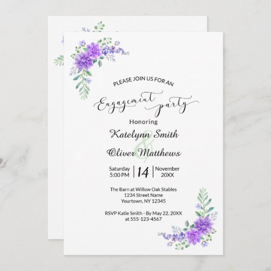 Lavendel Sering Trouw Huwelijksaankondiging Uitnod Kaart (Voorkant / Achterkant)