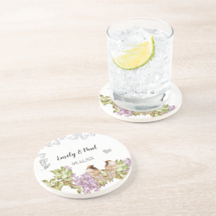 Lavendel Sering Vintage Liefdesvogels Onderzetters
