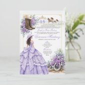 Lavendel Sering Westerse Quinceañera Uitnodiging (Staand voorkant)
