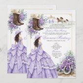 Lavendel Sering Westerse Quinceañera Uitnodiging (Voorkant / Achterkant)