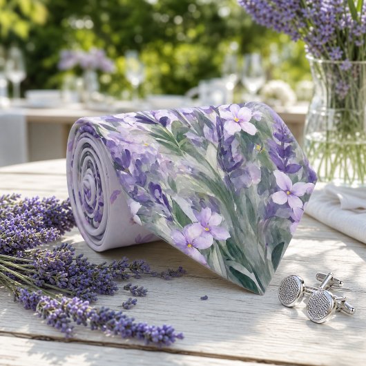 Lavendel Sering Wilde Bloementuin Bruiloft Stropdas