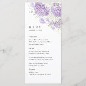 Lavendel Sering Wit Bloemig Huwelijksfeest Menu (Voorkant)