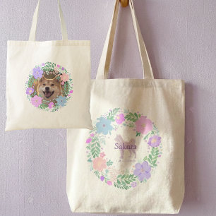 Lavendel Shiba Inu Bloem Tote – Aangepaste Huisdie Bag