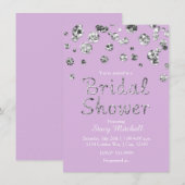 Lavendel Silver Glitter Bruids Douche Uitnodiging (Voorkant / Achterkant)