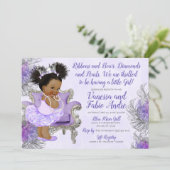 Lavendel Silver Princess Baby shower Kaart (Staand voorkant)