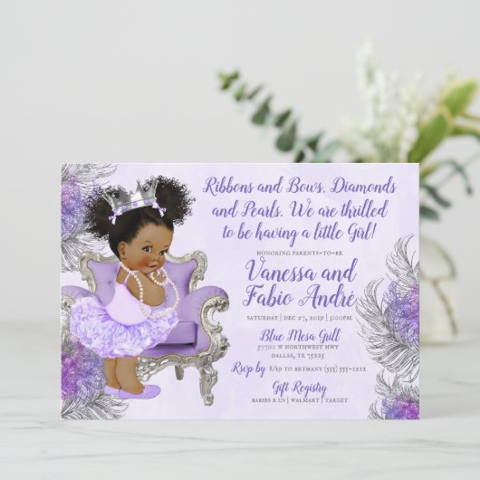 Lavendel Silver Princess Baby shower Kaart