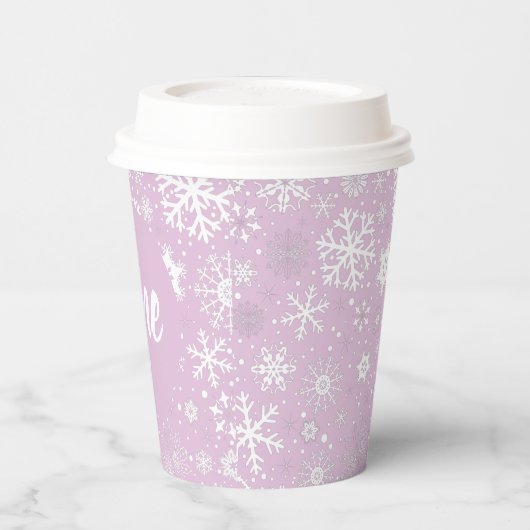 Lavendel Snowflake ONE Paper Cup Papieren Bekers (Links)