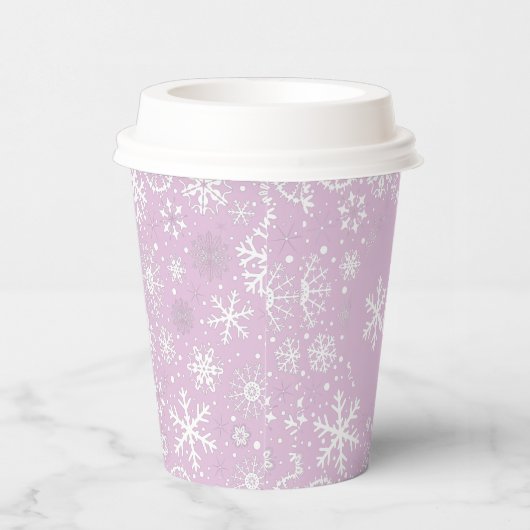 Lavendel Snowflake ONE Paper Cup Papieren Bekers (Rechts)
