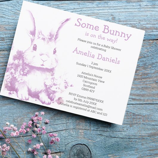 Lavendel Some Bunny komt naar het Baby shower Kaart