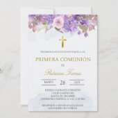 Lavendel Spaanse eerste communie Uitnodiging (Voorkant)