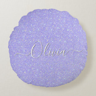 Lavendel Sparkle Soft Pastel Aangepaste naam Rond Kussen