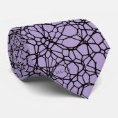 Lavendel Speelse Ongewone Geometrische Monogram Stropdas (Opgerold)