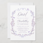 Lavendel Spring Garden 1e verjaardagsfeest Kaart (Voorkant)